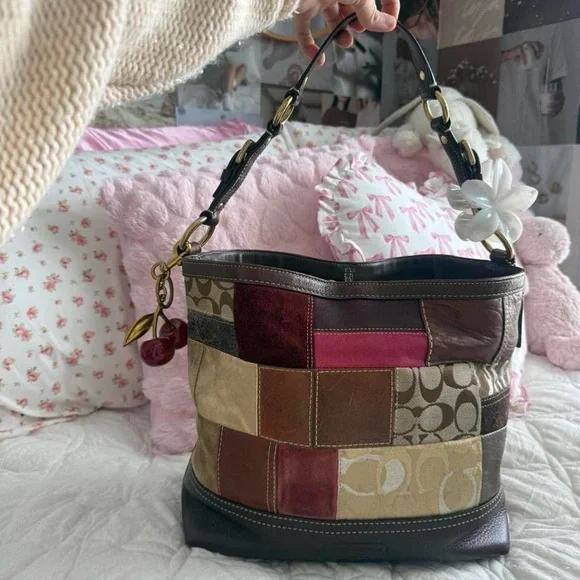 Y2K Coach patchwork pink and brown purse/bag - Picture 2 of 6